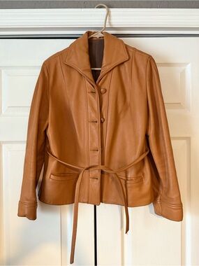 Vintage Genuine Deerskin Leather Jacket | Caramel Brown Belted | Soft Supple Fit